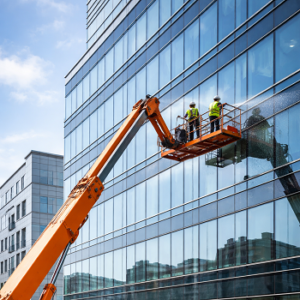 Vinçli dış cephe cam temizliği